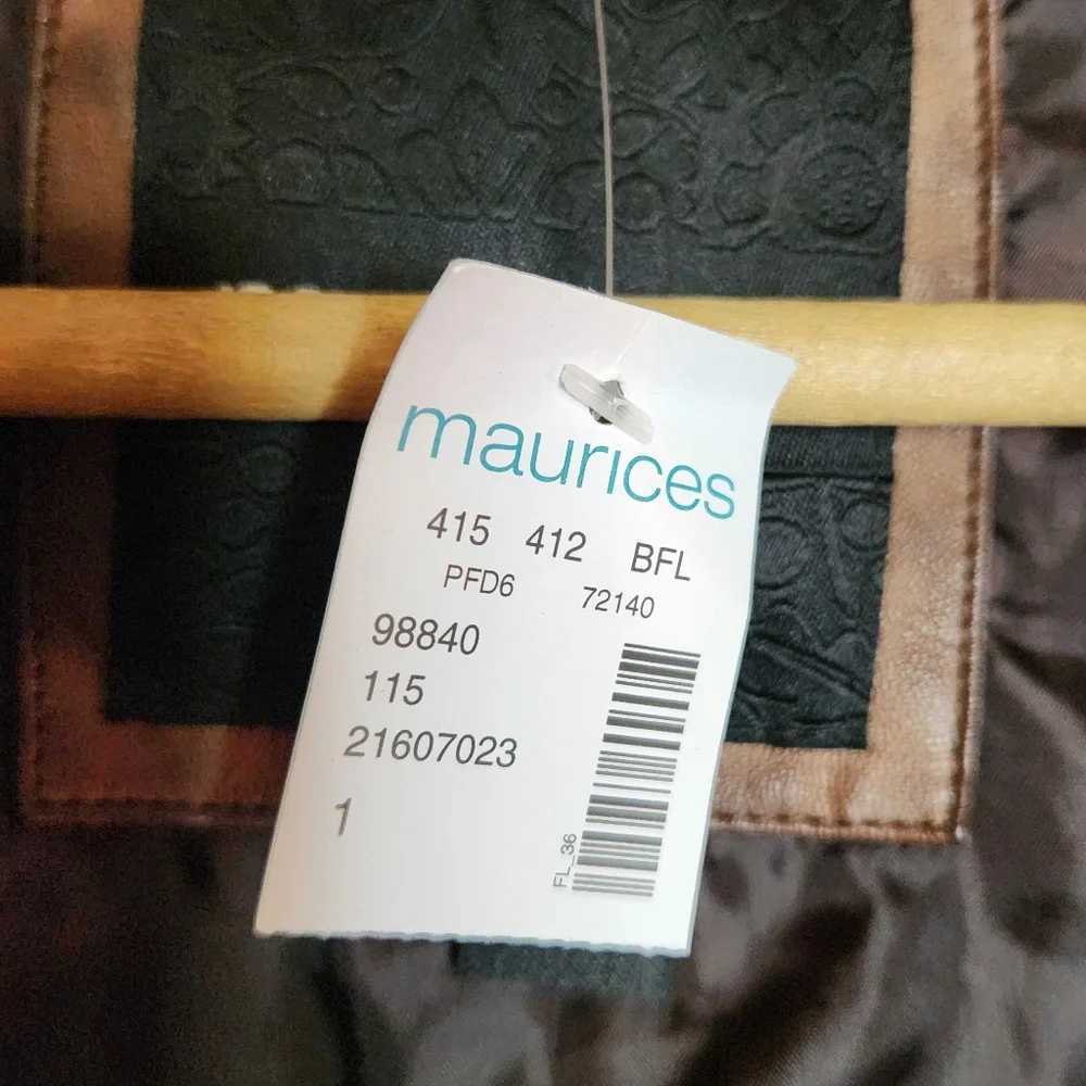 NWT Maurices Brown Distressed Faux Leather Moto Military Jacket Size 1 - Picture 3 of 10